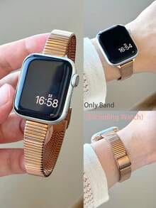 1条优雅玫瑰金不锈钢表带，兼容 38/40/41/42/44/45/46/49mm Series 1/2/3/4/5/6/7/8/9/10/11/SE/Ultra，适合商务、休闲、日常佩戴，女士礼物表带配件 - 玫瑰金 - 查看 4