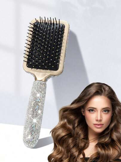 Stilvolle Haarburste mit Kunststrass, funkelnde und leuchtende Kopfburste - ultra weiche Borsten - Burste fur alle Haartypen (nasses, trockenes und beschadigtes Haar) - Damen und Herren, Haarburste, Kamm, Haarpflege-Utensilien, Haarpflege-Produkte und Accessoires fur Friseur-Salon, Reise-Essentials, Geschenk zum Neuen Jahr, Valentinstag