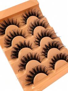 5 Pairs Luxury Russian DD Curl Faux Mink Lashes, Natural Dramatic Soft Criss-Cross Reusable Fluffy Russian Striped Lashes, Cat Eye Look, Lengthening & Volumizing For Daily, Party, Stage And Travel Makeup, Essential Eye Makeup, Great Gift - Criss Cross lashes - View 6
