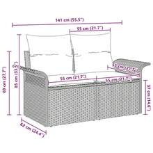 vidaXL Garden Sofa With Cushions Brown 141 X 62 X 69cm Poly-Rattan - Yellow - View 8