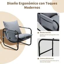 sillones para recamaraFABATO Silla Individual con Estructura Metálica y Cojines Suaves Diseño de Salas Modernas Oficina o Recámara Perfecta como Sofá para Sala o Sala de Espera Gris - gris - Ver 5