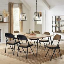 sillones para recamaraFurnitureR Paquete 4 Sillas Plegables con Marco Metal y Asiento Acolchado Tapizado Tela Gamuza Juego Sillas Plegables para Fiestas en el Hogar y la Oficina Vintage Tela Marrón - Marrón vintage - Ver 2