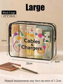 新款线缆及充电器收纳袋 - 饰有彩色科技图标，采用耐用PVC材质，适用于移动电源、数据线及电子配件 - 男女通用科技礼品，线缆收纳器 - 彩色 - 查看 13