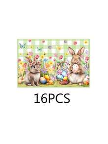1/16件 40*60/50*80/40*120cm 復活節兔子廚房地墊，居家腳踏墊，綠色格紋花卉蛋節日裝飾地毯 - 彩色 - 查看 13