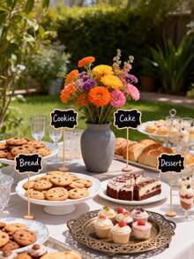 1/5/10pcs Wooden Small Chalkboard Signs With Stands, Rectangular Blackboard Labels For Party, Buffet, Wedding, Birthday Decoration - Multicolor - View 4