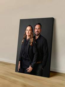 Customizable Wooden Frame Canvas Wall Art - Personalized Family Portraits And Action Photos, Printed, Suitable For Living Room, Bedroom Or Home Office Decor, Cozy Room Accent, Quality Reproduction Framed Canvas Painting - Multicolor - View 2