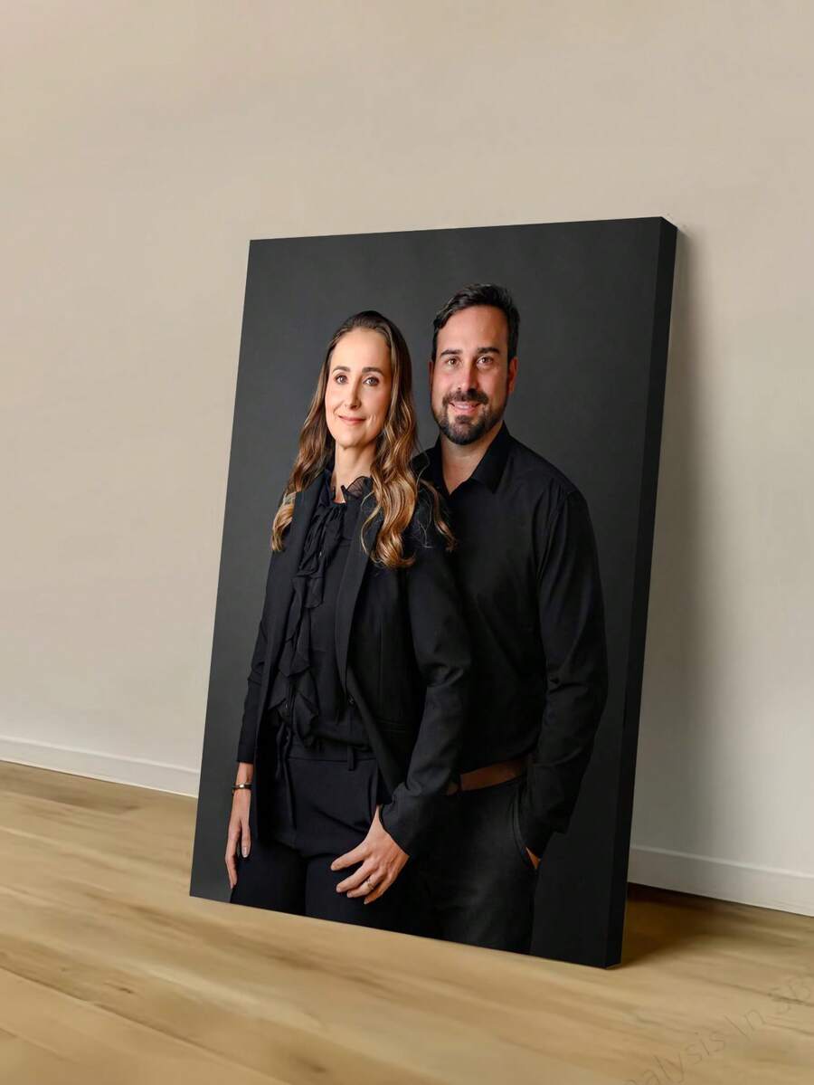 Customizable Wooden Frame Canvas Wall Art - Personalized Family Portraits And Action Photos, Printed, Suitable For Living Room, Bedroom Or Home Office Decor, Cozy Room Accent, Quality Reproduction Framed Canvas Painting