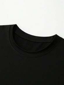 Camiseta casual de cuello redondo para hombres, camiseta con estampado de  en la espalda, regalo para hombres - Negro - Ver 3