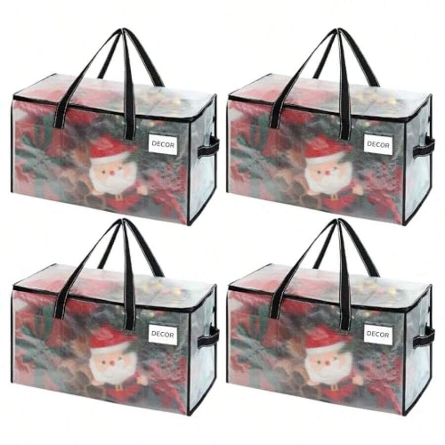 VENO Moving Bags Christmas Storage Bins Moving Boxes Alternative Comforter And Blanket Storage Bags College Dorm Packing Supplies Foldable Heavy-Duty Tote Clear 10 Pack - Clear+4 Pack - View 1