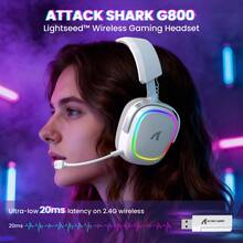 ATTACK SHARK G800 Wireless Gaming Headset, 7.1 Surround Stereo, 2.4GHz Low Latency Lightseed Technology, Bluetooth 5.2 & Wired Connection, 1000mAh Long Battery Life, 50mm Drivers, AI Noise Proof Detachable Microphone, RGB Lighting, Compatible With PC - Multicolor - View 1