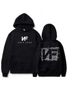 NF Hope Journey Hoodie - Official NF Store Music Album Pullover, Black Hooded Streetwear With NF Logo And Lyrics, Loose Fit Unisex Pullover, Suitable For Concerts, Casual Wear - A Gift For NF Fans (Men And Women) - Retro Style With Front Pockets, White NF Lettering And Album Track List, Comfortable Casual Wear, Men's Hoodie, Men's Pullover/Headshirt, Men's Graphic Hoodie, Men's Clothing - 黑色 - 查看 1