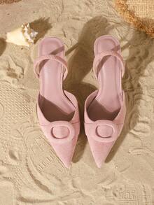 On feet& in love 女士时尚优雅尖头套脚高跟鞋，通勤、连衣裙、婚礼等场合皆宜，细高跟鞋 - 粉色 - 查看 6