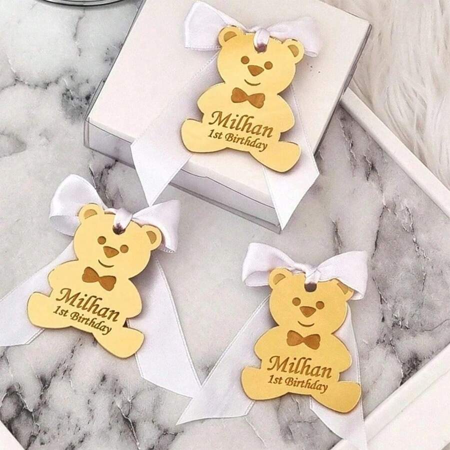 Personalized Teddy Bear Acrylic Tags, Perfect For Baby Showers, Birthday Gifts, And As Decorations To Add Festive Cheer To The Family. - Multicolor - View 1