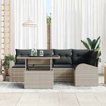 vidaXL 6-Teiliges Gartensofaset Mit Stauraum, Hellgrau, Polyrattan - Grey - View 3