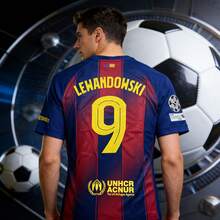 FC Barcelona 2024/25 Home Jersey – Lewandowski#9 UCL Edition + 48 Hour Shipping - mặc định - Xem 1