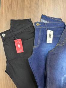 Set Of 3 Men's Dark Black Lycra Basic Casual Premium Jeans Direct From The Factory With Elastane - Màu xanh ngọc - Xem 4