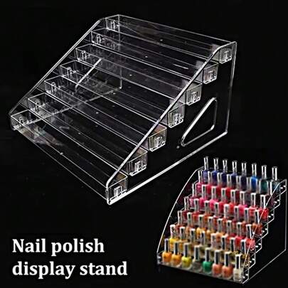 梯形透明桌面展示架 亚克力指甲油展示架 多层塑料徽章收纳架