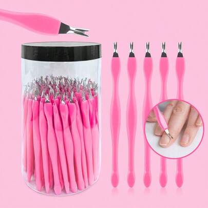 100/60/50/40/30/20件套美甲护理工具套装，轻松去除老茧和死皮，塑料手柄，角质层推棒，橡胶指甲清洁器，指甲护理叉，男女通用，美甲用品，美甲工具，美甲艺术工具，返校季，美甲，指甲贴纸工具（1件/5件）