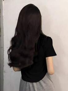 女士 Y2K 极简主义纯黑色修身腰部甜美性感百搭翻领短袖T恤，春夏款 - 黑色 - 查看 6