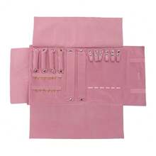 UnionPlus Velvet Travel Jewelry Case Roll Bag For Necklaces Brackets, Great Jewelry Organizer For Travel, Multi Jewelry Organizer, Blush Pink - BlushPinkMulti - View 7