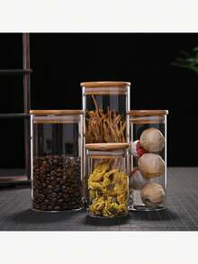 Set de 12 tarros de vidrio transparente de 150ml/1 pieza 700ml 1000ml 400ml con tapas de bambú a prueba de fugas - Multicolor - Ver 8