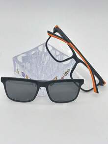 1 Lentes para Graduación 2671 Clips 2 un 1de Imán para ombre quadrado material TR 90 lente anti blu  Liso    Casual  Casual - Naranja - Ver 3