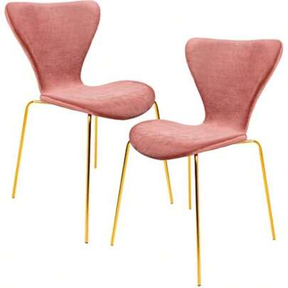 Sillas de restauranteRACK and PACK Juego Set 2 Sillas Modernas para Comedor Asiento y Respaldo Tapizado Terciopelo Sedoso Kit Silla Decorativa Diseño Elegante Estilo Minimalista para Cocina Mesa Interiores Rosa