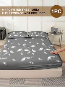 1件羽毛印花超柔软床笠 - 仅含床垫保护套，可机洗，适合北欧、极简、梦幻、卡通、INS风等多种风格，提升卧室时尚感，多种尺寸（特大/大号/标准双人/单人），适用于家庭/宿舍/公寓/客房/度假租赁及送礼。 - 彩色 - 查看 2