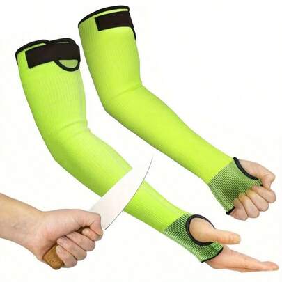 1 Pair Adjustable Hook And Loop Design Anti-Cut Anti-Abrasion Arm Sleeves. Suitable For Outdoor Work, Kitchen Use, With Thumb Hole Arm Protection Gloves, Suitable For Women Engaged In Pet Grooming And Gardening Activities.