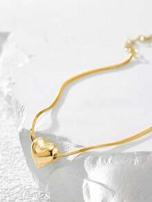 1条S925纯银极简3D心形脚链，浪漫设计，适合女性日常及度假佩戴，独特心形，百搭优雅，是馈赠佳品。 - 心 - 查看 2