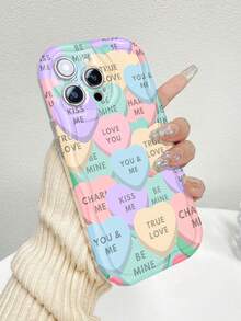 Corazones en colores pastel y mensajes. Esta elegante funda es compatible con Samsung, Apple, VIVO, OPPO, , Transsion, ,  y Honor. Fabricada en silicona TPU, ofrece protección contra golpes y caídas, además de una sensación superior. Es el regalo ideal para familiares, amigos y seres queridos, y la opción perfecta para San Valentín y Año Nuevo. - transparente - Ver 3