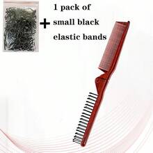 1 Foldable Comb + 1 Pack Small Hair Ties, Solid Color Foldable Comb, Portable & Compact, Dual-Use ABS Plastic For Barber Salon Home Beauty Travel Essential,Hair Products,Hair Cares, Hair Brush Hair Accessories Hair Tool Kit Hair Styling Kit - Multicolor - View 3