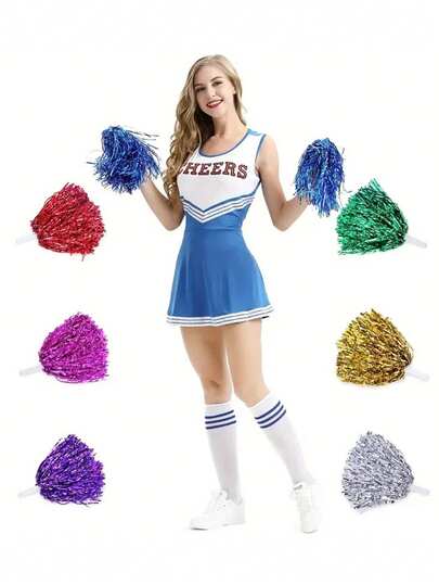 2pcs Handle Pom-Pom, Pom-Pom Cheerleading, Pom-Pom Dance, Pom-Pom, Cheerleading, Cheerleading Pom-Pom Ball, Confetti Pom-Pom, Rally Pom-Pom