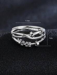 1pc Minimalist Luxury Worry Bead Fidget Ring, Geometric Design, Anxiety Relief, Suitable For Daily Wear, Gift For Friends - Multicolor - View 2