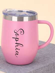 1pc Customized Personalized U-Shaped Handle Coffee Cup - Stainless Steel Insulated Tumbler, 12oz/350ml Portable European High-End Latte Cup, Reusable Double Wall Stainless Steel Vacuum Travel Mug, Vacuum Insulated Milk Cup Beverage Cup - Multicolor - View 5