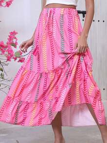 Women's Boho Skirts for Women Long Tiered Skirt - Rosa Fucsia - Ver 5