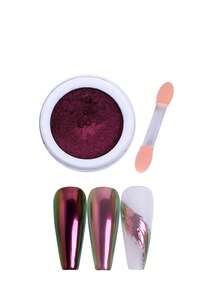 1盒变色龙美甲粉 全息釉面指甲粉 净重0.3克 全息金属粉末 细腻抛光指甲颜料 DIY美甲用品 - 玫紅色 - 查看 5