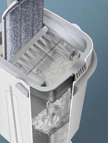 8pcs/Set[Super Value Pack]No Hands Washing Flat Mop With Cleaning Bucket + 6 Original Mop Pads, Dry & Wet Dual-Use Slouchy Mopping Device, Household Cleaning Tool, Effortless Mopping Without Getting Hands Dirty - 8-piece Set - View 8