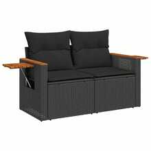 vidaXL 9-teiliges Garten-Sofa-Set mit Kissen, Schwarz Poly-Rattan - Noir - Voir 6
