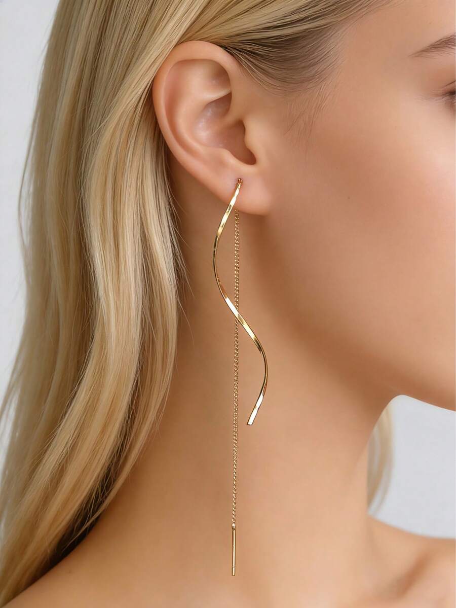 1 Pair Women's Elegant Luxury Earrings - Fashionable Jewelry Accessories Suitable For Dates, Parties And Holidays - Perfect Jewelry Gift - Yellow Gold - View 1