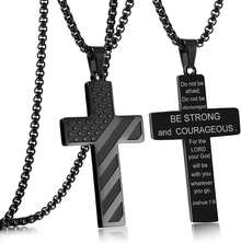 RWQIAN American Necklace Men Bible Verse, Christian Religious Scriptures Faith Baptism 1st First Pendant Chain Boys, Fathers Dad Day Graduation Jewelry Gifts Him - màu đen - Xem 1