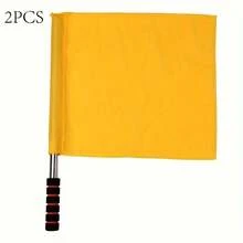 2pcs Upgraded Stainless Steel Referee Flags, Track & Field Umpire Sideline Flags, Soccer Linesman Flags, Red Yellow Blue White Signaling Flags, Railway Signal Flags - Multicolor - View 12