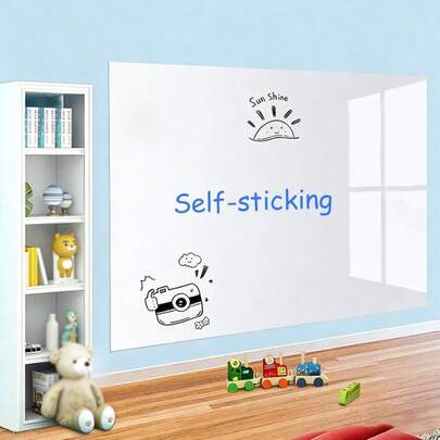 1 Roll Removable White Board Wall Sticker, PP Material Erasable Self-Adhesive Graffiti Holder Hanging Home/Office/Teaching Whiteboard Decor Sticker, Thick Double Layer
