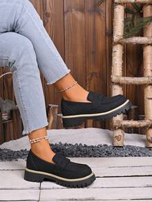 Latest Women's Flat Shoes, Slip-On Design For Easy Walking, Simple Solid Color, Available In Multiple Sizes. - màu đen - Xem 3