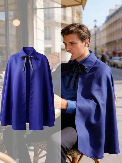 Men's Medieval Victorian Steampunk Gothic Cloak - Elegant Shawl Collar With Tie Closure, Machine Washable, Suitable For Halloween, Renaissance Fairs, Themed Parties - Victorian Style Capelet, Sleeveless Design, Men's Halloween Costume, Grim Reaper Costume, Wizard Costume, Halloween Outfit, Wizard Robe, Vampire Costume, Ghost Costume, Men's Wizard Costume