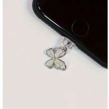 White Butterfly 2D Acrylic Pendant Phone Dust Plug, Compatible With Apple/Type-C Ports - Clear - View 5