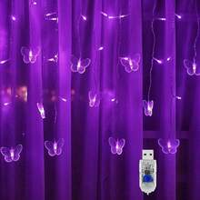3.5m/114.8ft Butterfly Shaped LED Icicle String Lights, 8 Lighting Modes, USB Powered, Fairy Lights For Window, Room, Bedroom, Christmas, Wedding, Party, Dorm, Garden Decor, Elegant Lighting - Multicolor - View 14