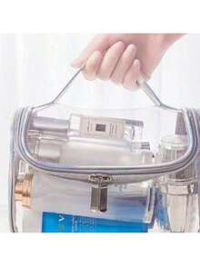 Large Capacity Waterproof Makeup Bag With Zipper & Handle - Clear, PVC Travel Toiletry Organizer, Mini Pouch Travel Small Makeup Case Accessories Make Up Holder Brush Bag Make Up Container Cosmetic Bag Travel Essentials Ladies Accessories Travelling Stuff Makeup Bags Makeup Pouch Make Up Pouch - 彩色 - 查看 3
