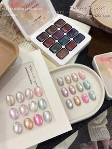 XEIJAYI 12 Colors Cat Eye Gel - Semi-Solid Nail Polish Suitable For DIY Manicure, Korean Nail Art, High Saturation Non-Bleeding Gel For Nail Salons - 彩色 - 查看 4