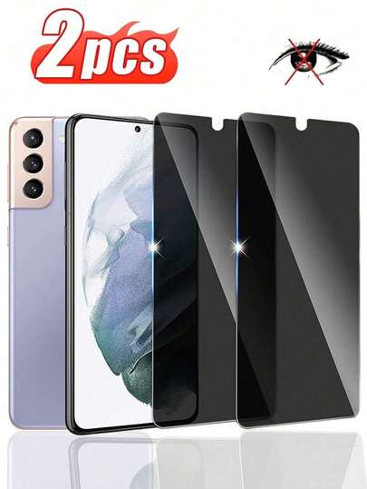 2pcs Compatible With Samsung Galaxy S20 FE/S21 FE/S23 FE/S24 FE A02/A03/A04/A05/A06/A12/A13/A14/A15/A16/A21/A22/A23/A25/A26/A50/A51/A52/A53/A54/A55/A56 Series, Fashionable And Highly Protective Phone Accessories, 9H Hardness High Aluminum Anti-Spy Tempered Glass Screen Protector, Anti-Shatter, Anti-Scratch, Anti-Fingerprint, Easy Installation Bubble-Free, Glossy Surface